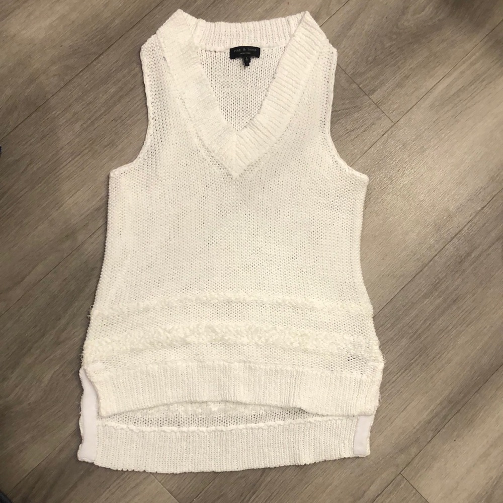Stylish Rag & Bone Sleeveless White Knitted Top/Sweater Size S
